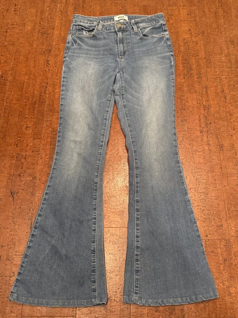 Paige Women’s 28 High Rise Bell Canyon Flare Jeans Denim